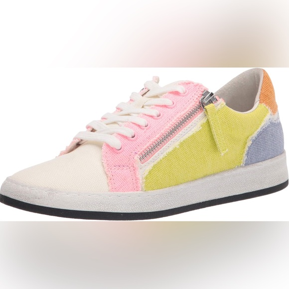 ⭐️ Dolce Vita Women's Miya Sneaker Sherbert Zipper Pink Yellow Canvas Sz 7 - Picture 3 of 14